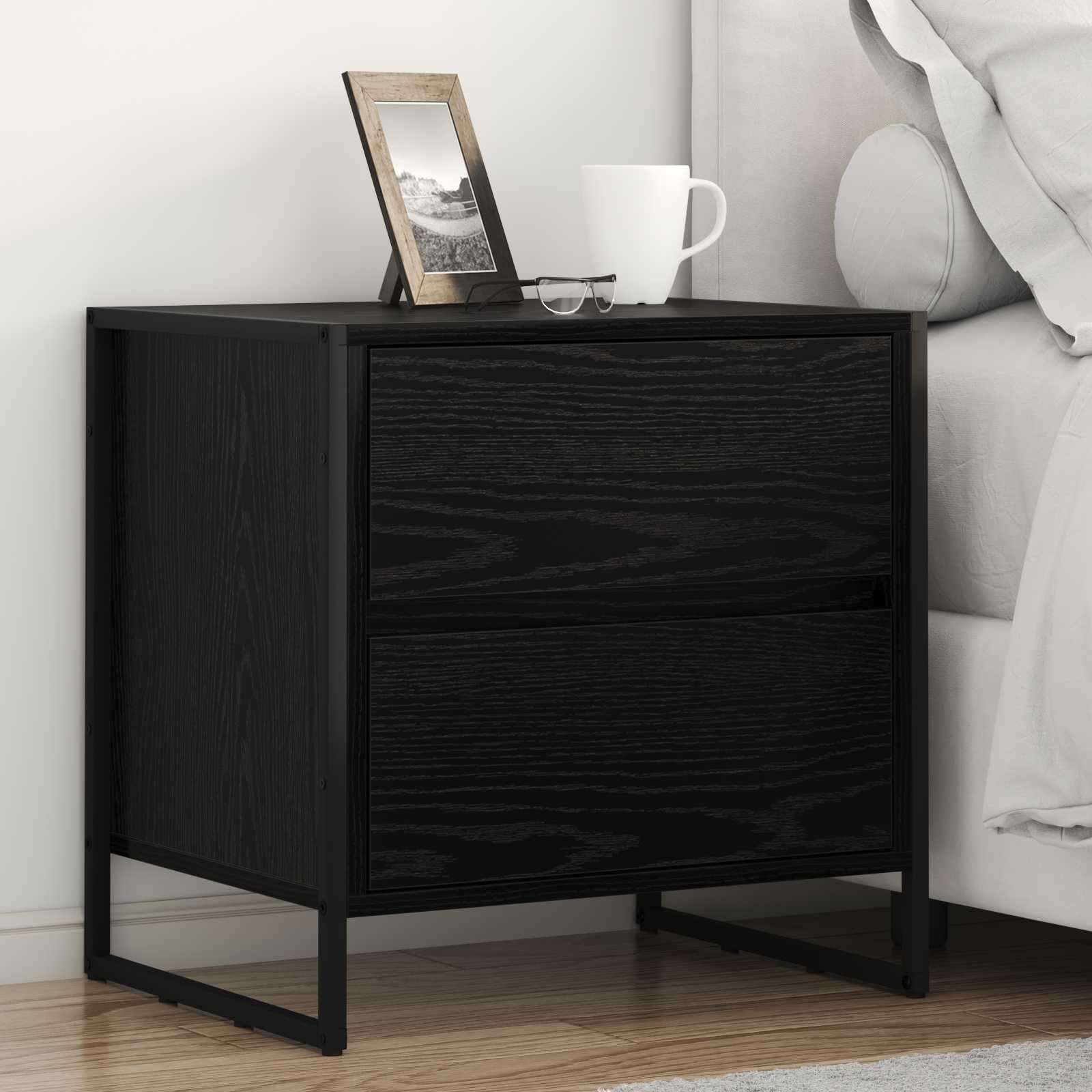 vidaXL Nachttisch Schwarz Eichen-Optik 50 x 39,5 x 50 cm Holzwerkstoff