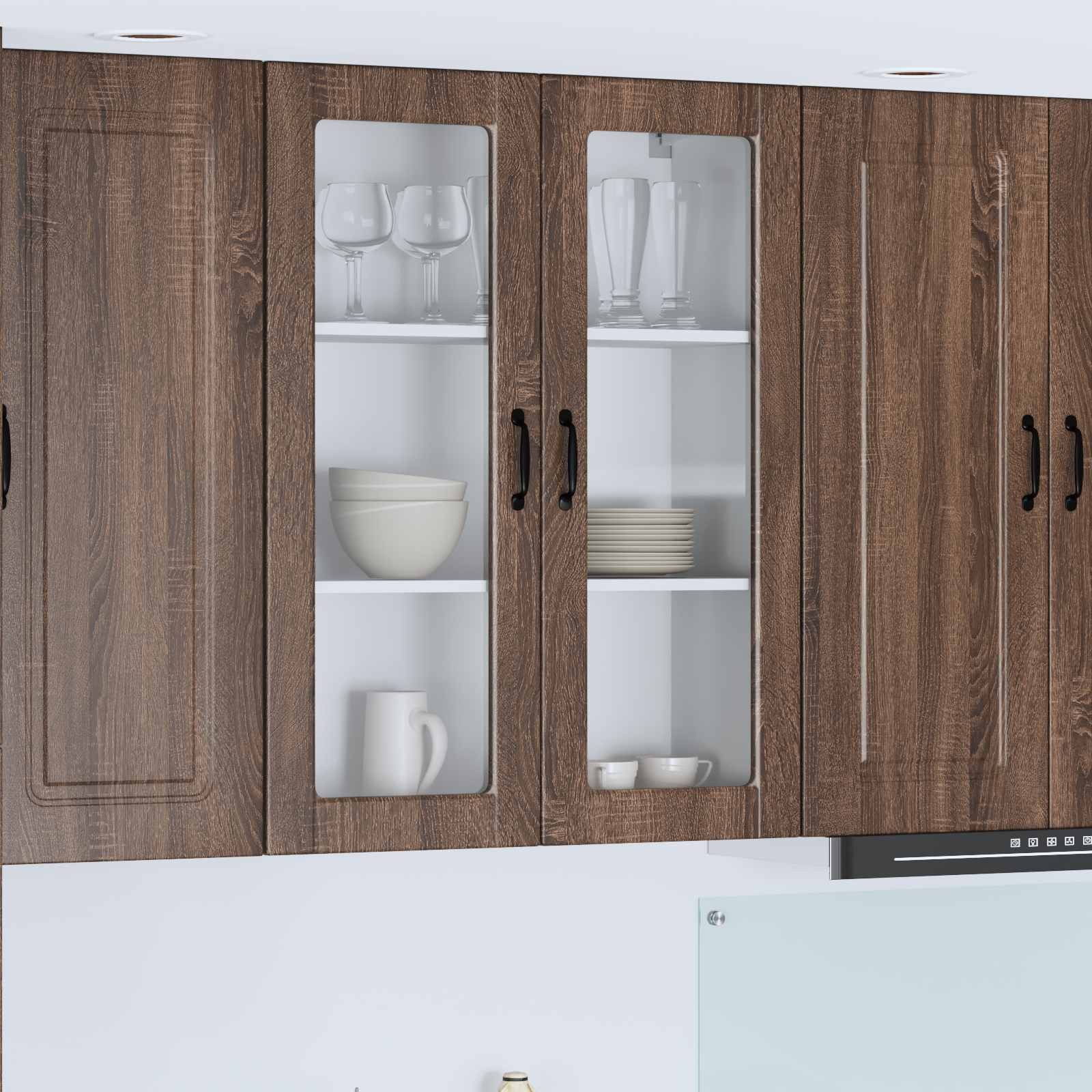 vidaXL Wandglas-Schrank PORTO Braun Eichen-Optik 80 x 31 x 100 cm