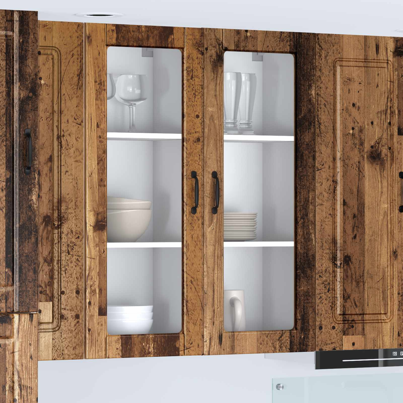 vidaXL Wandglas-Schrank PORTO Altholz 80 x 31 x 100 cm Holzwerkstoff