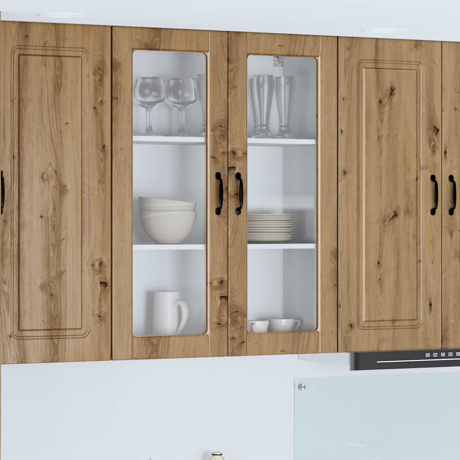 vidaXL Wandglas-Schrank PORTO Artisan-Eiche 80 x 31 x 100 cm