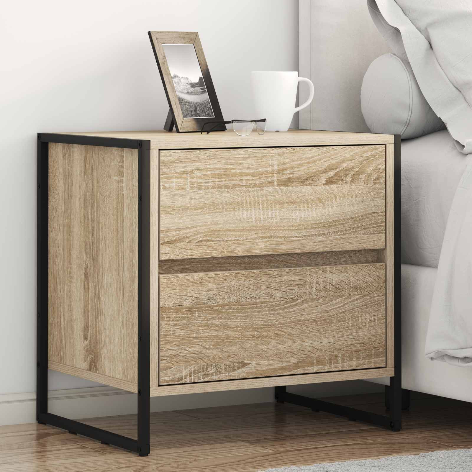 vidaXL Nachttisch 2 pcs Sonoma 50 x 39,5 x 50 cm Holzwerkstoff