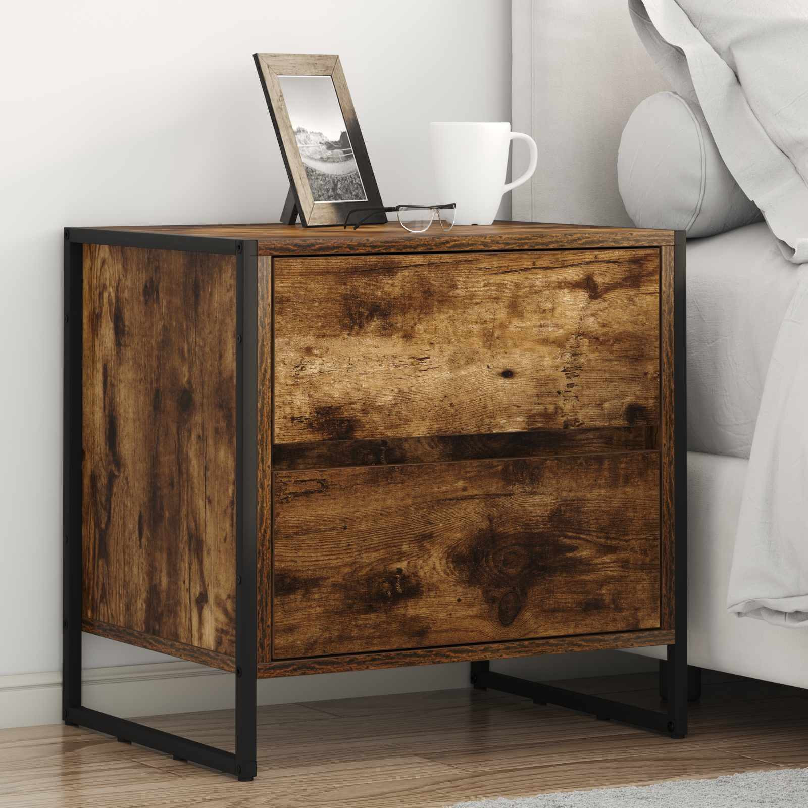 vidaXL Nachttisch Raucharbe 50 x 39,5 x 50 cm Holzwerkstoff