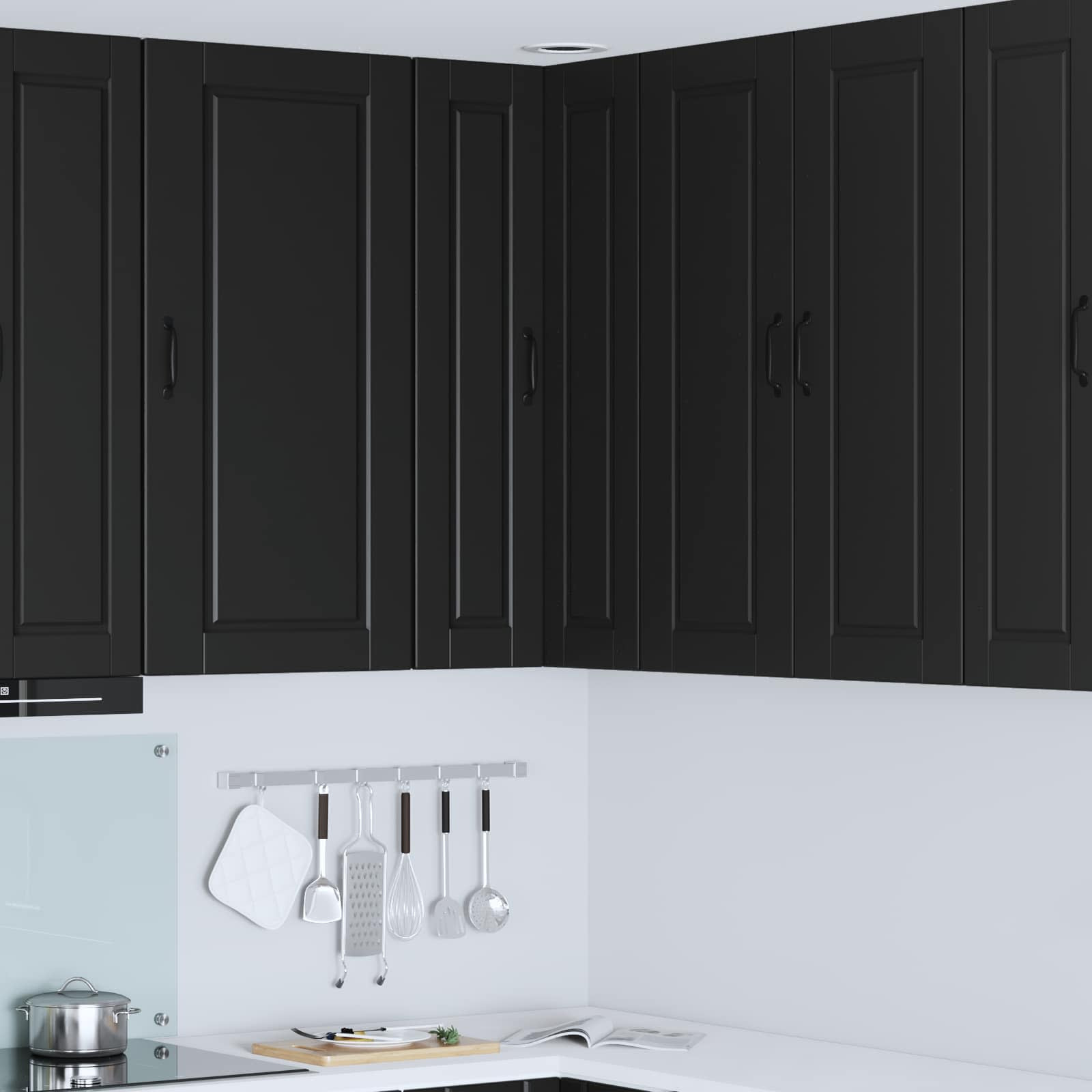 vidaXL Wand-Eckschrank PORTO Schwarz 57 x 57 x 100 cm Holzwerkstoff