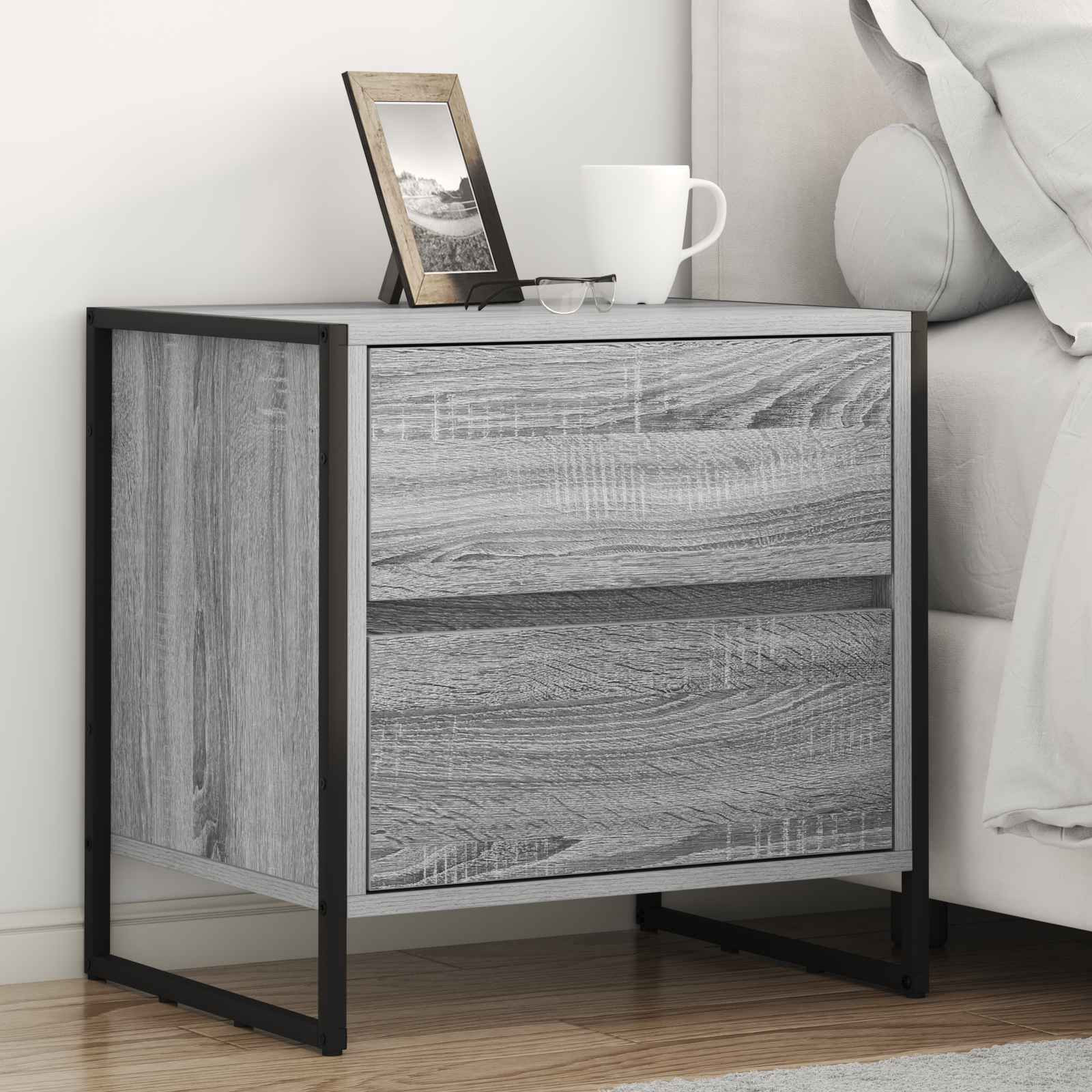 vidaXL Nachttisch Graues Sonoma 50 x 39,5 x 50 cm Holzwerkstoff