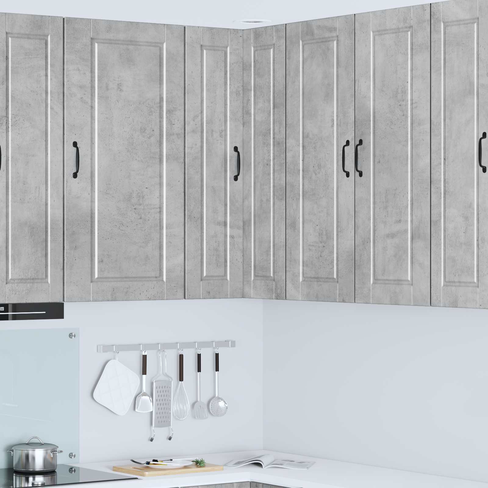 vidaXL Wand-Eckschrank PORTO Beton Grau 57 x 57 x 100 cm Holzwerkstoff