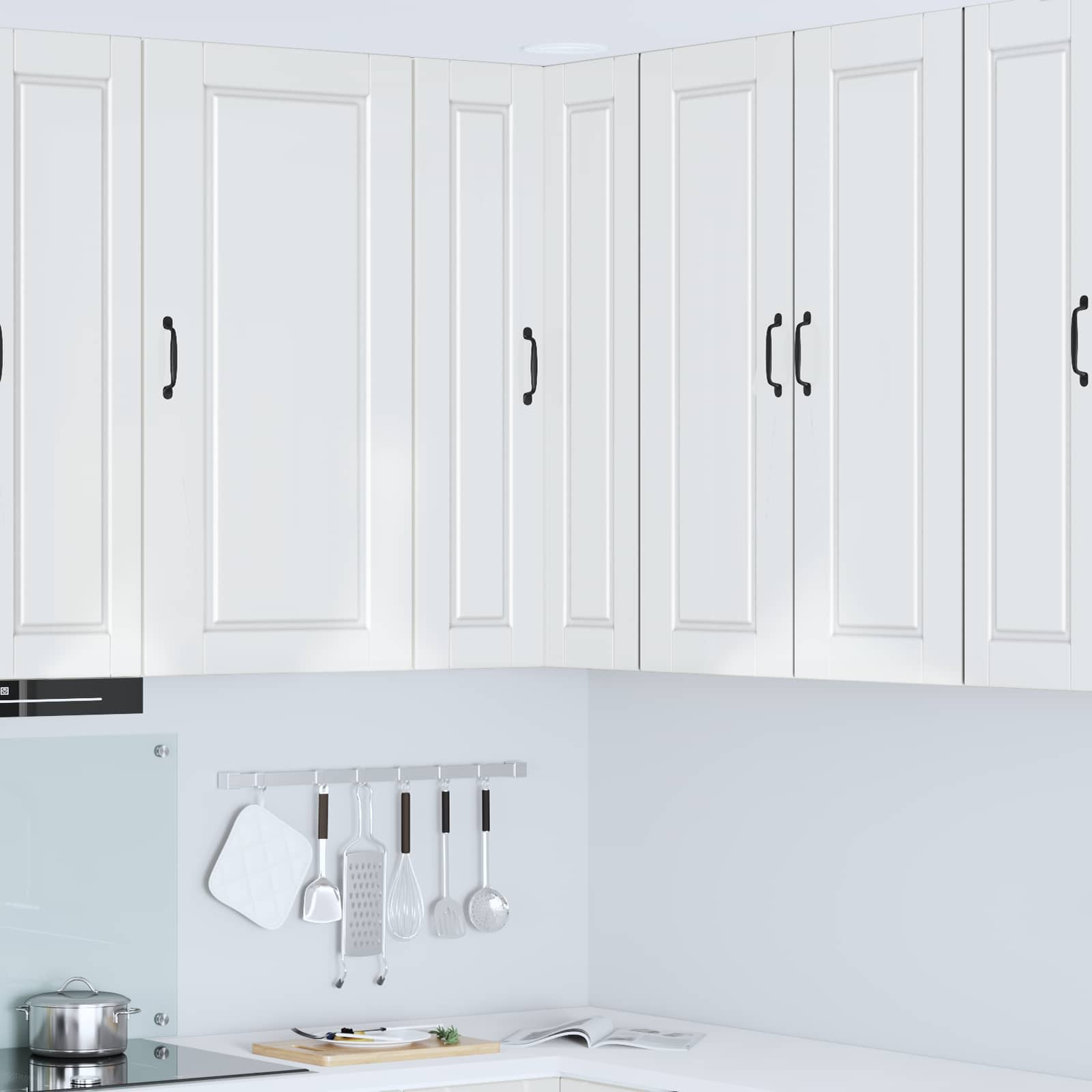 vidaXL Wand-Eckschrank PORTO Hochglanz Weiß 57 x 57 x 100 cm