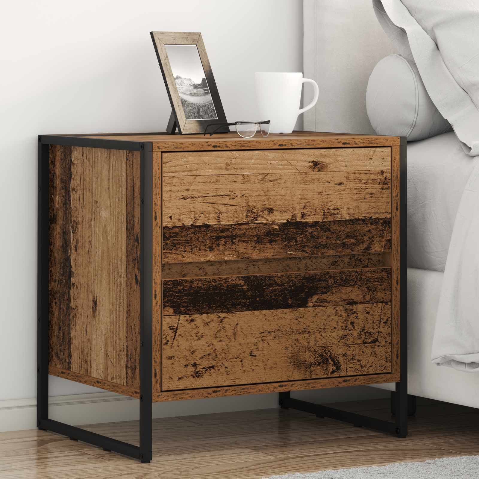 vidaXL Nachttisch Altholz 50 x 39,5 x 50 cm Holzwerkstoff