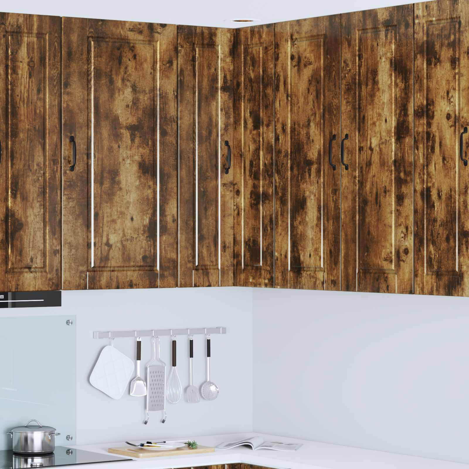 vidaXL Wand-Eckschrank PORTO Geräucherte Eiche 57 x 57 x 100 cm