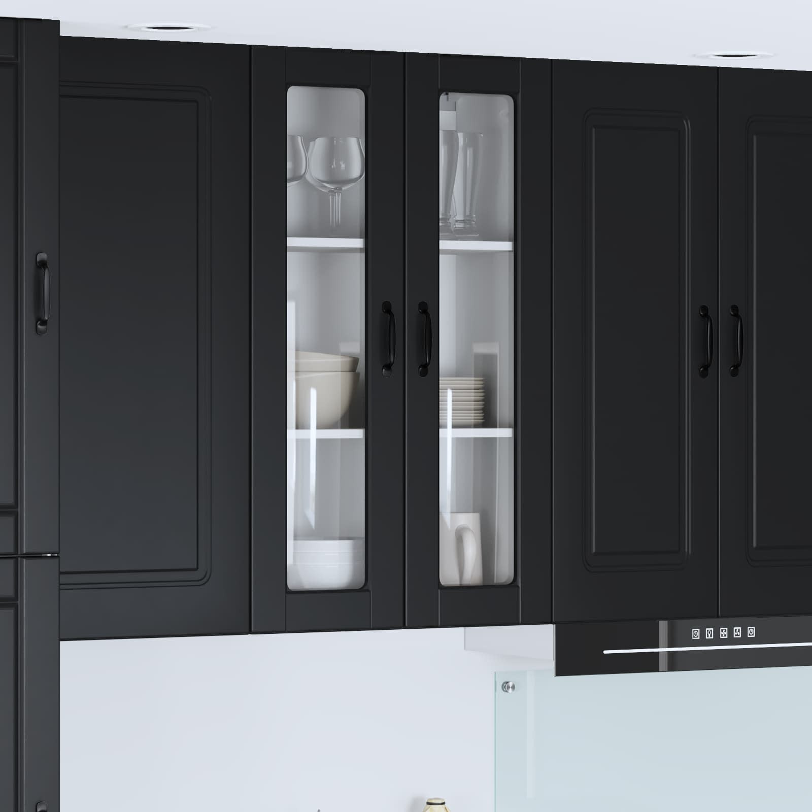 vidaXL Wandglas-Schrank PORTO Schwarz 60 x 31 x 100 cm Holzwerkstoff