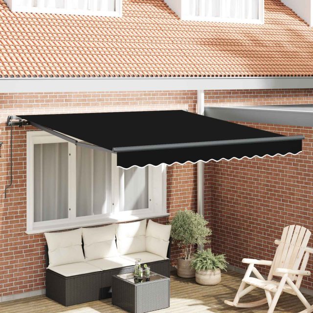 vidaXL Ausziehbare Markise Schwarz 300 x 250 cm