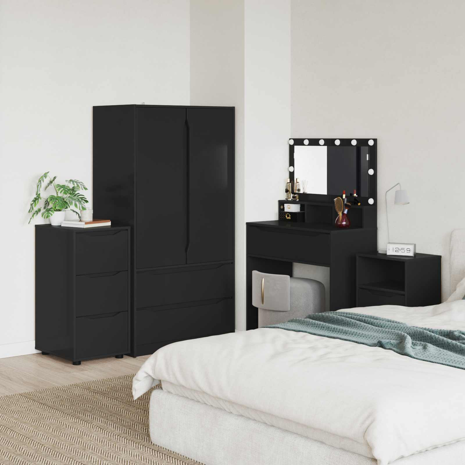 vidaXL Aufbewahrungsschrank Schwarz 40 x 48 x 81 cm Holzwerkstoff