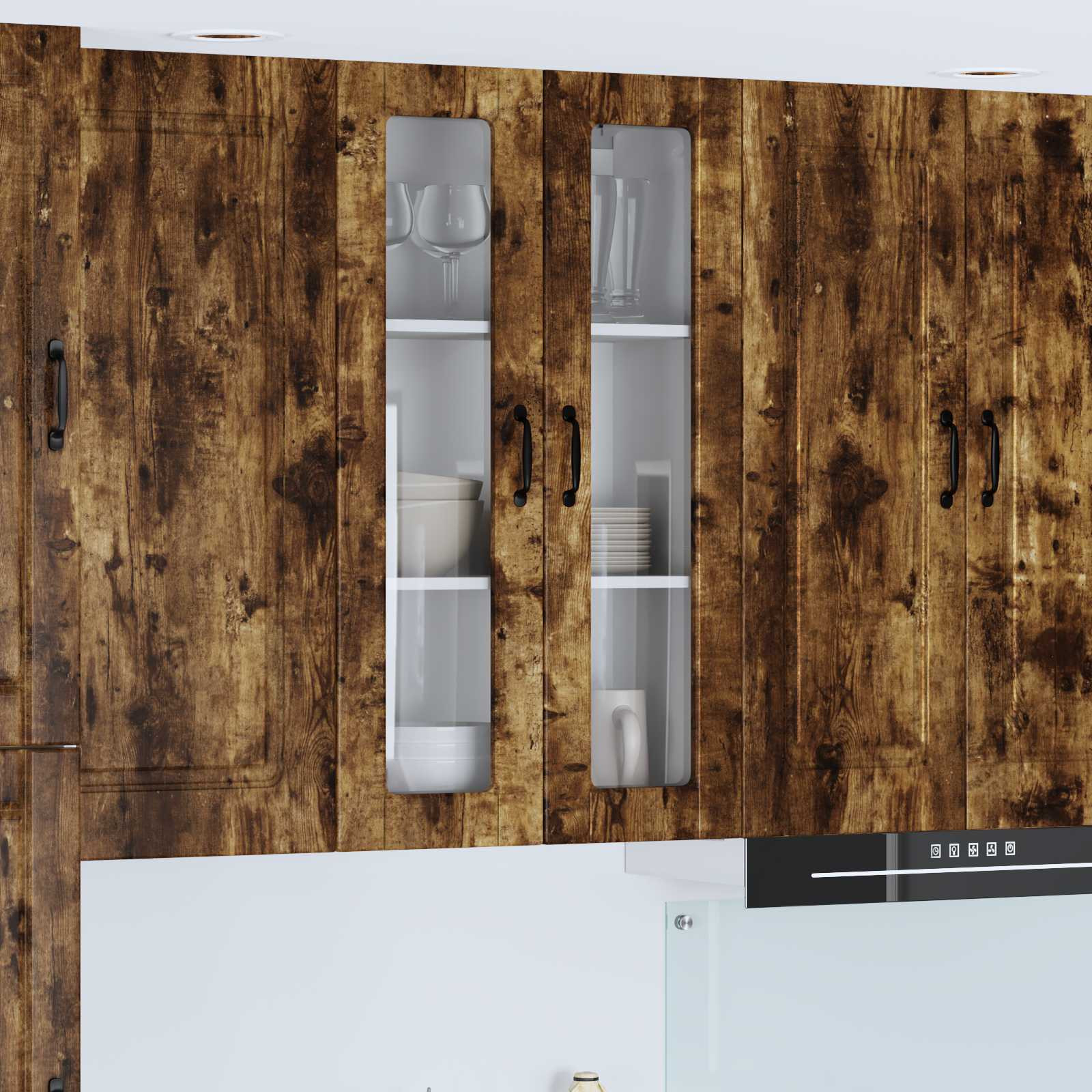 vidaXL Wandglas-Schrank PORTO Geräucherte Eiche 60 x 31 x 100 cm