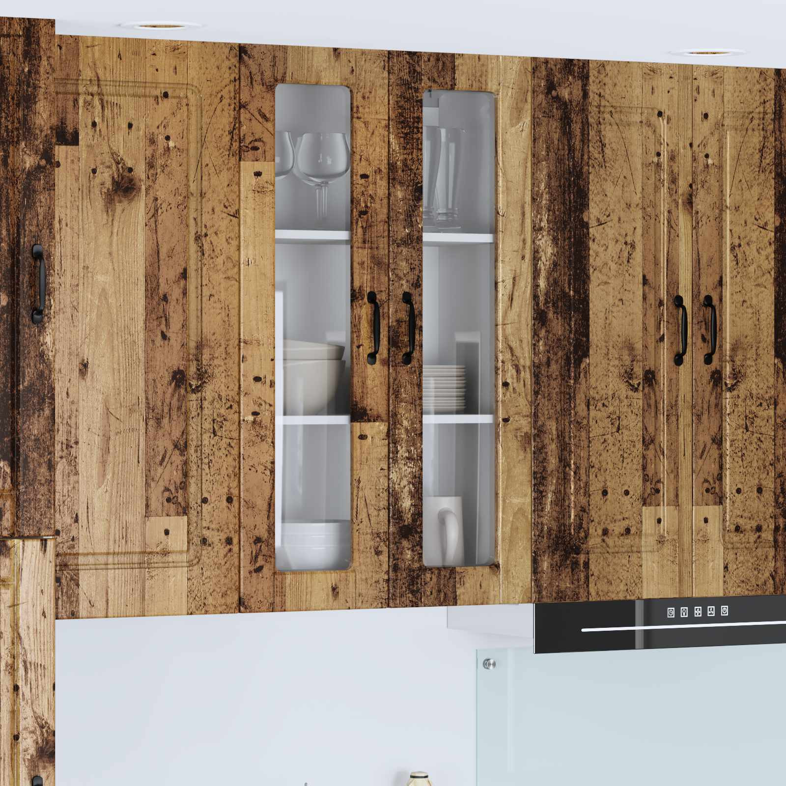 vidaXL Wandglas-Schrank PORTO Altholz 60 x 31 x 100 cm Holzwerkstoff