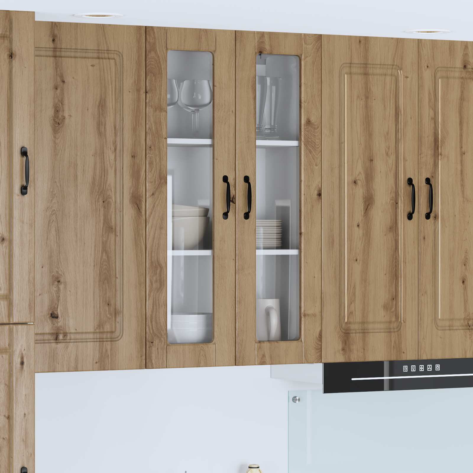 vidaXL Wandglas-Schrank PORTO Artisan-Eiche 60 x 31 x 100 cm