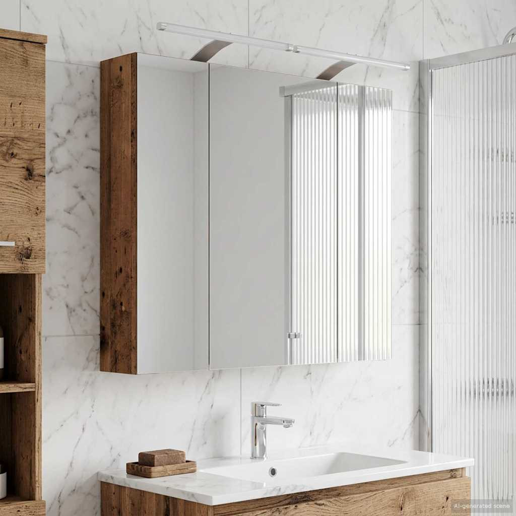 vidaXL Badezimmerspiegelschrank mit Regal Altholz 80 x 14,5 x 70 cm