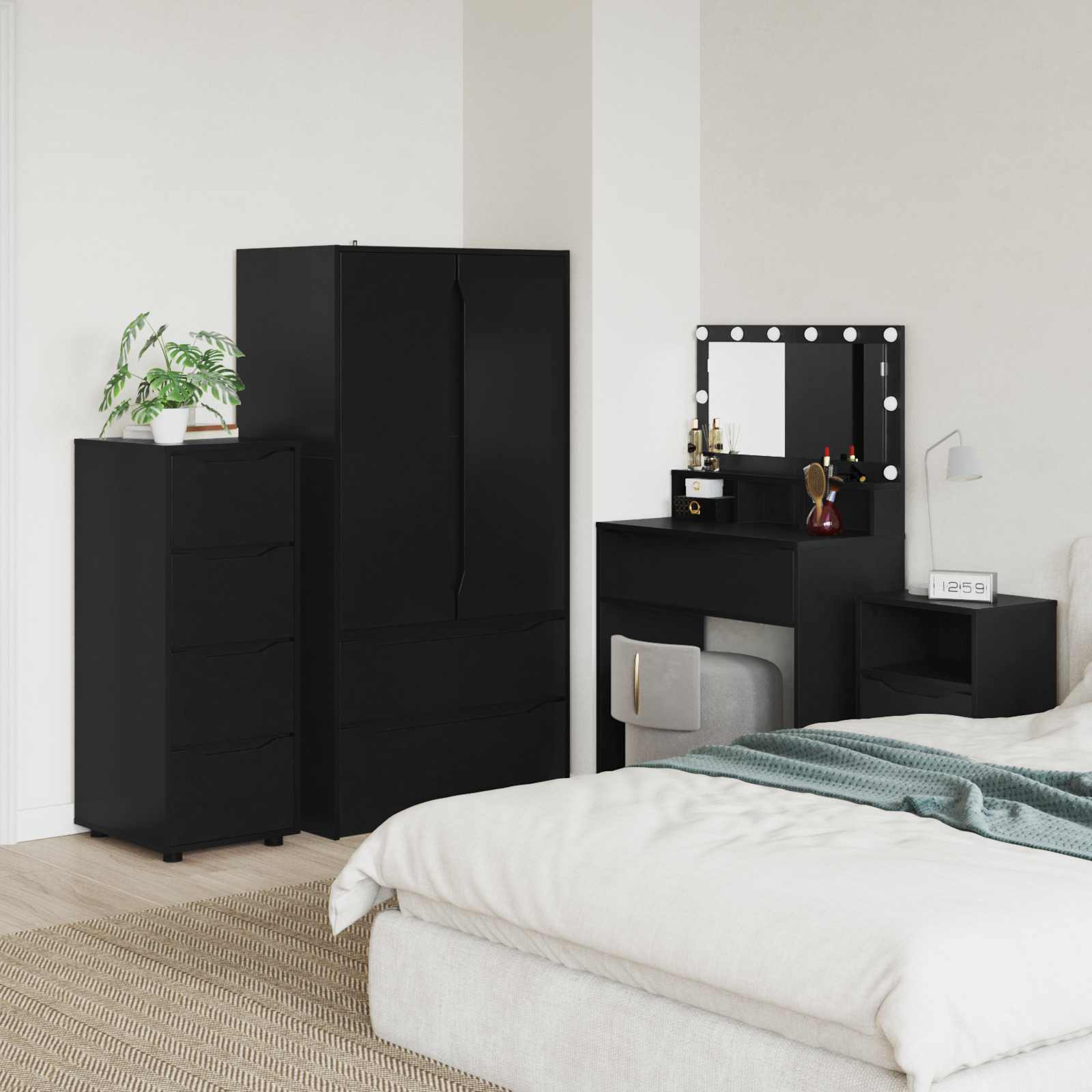 vidaXL Aufbewahrungsschrank Schwarz 40 x 48 x 105 cm Holzwerkstoff