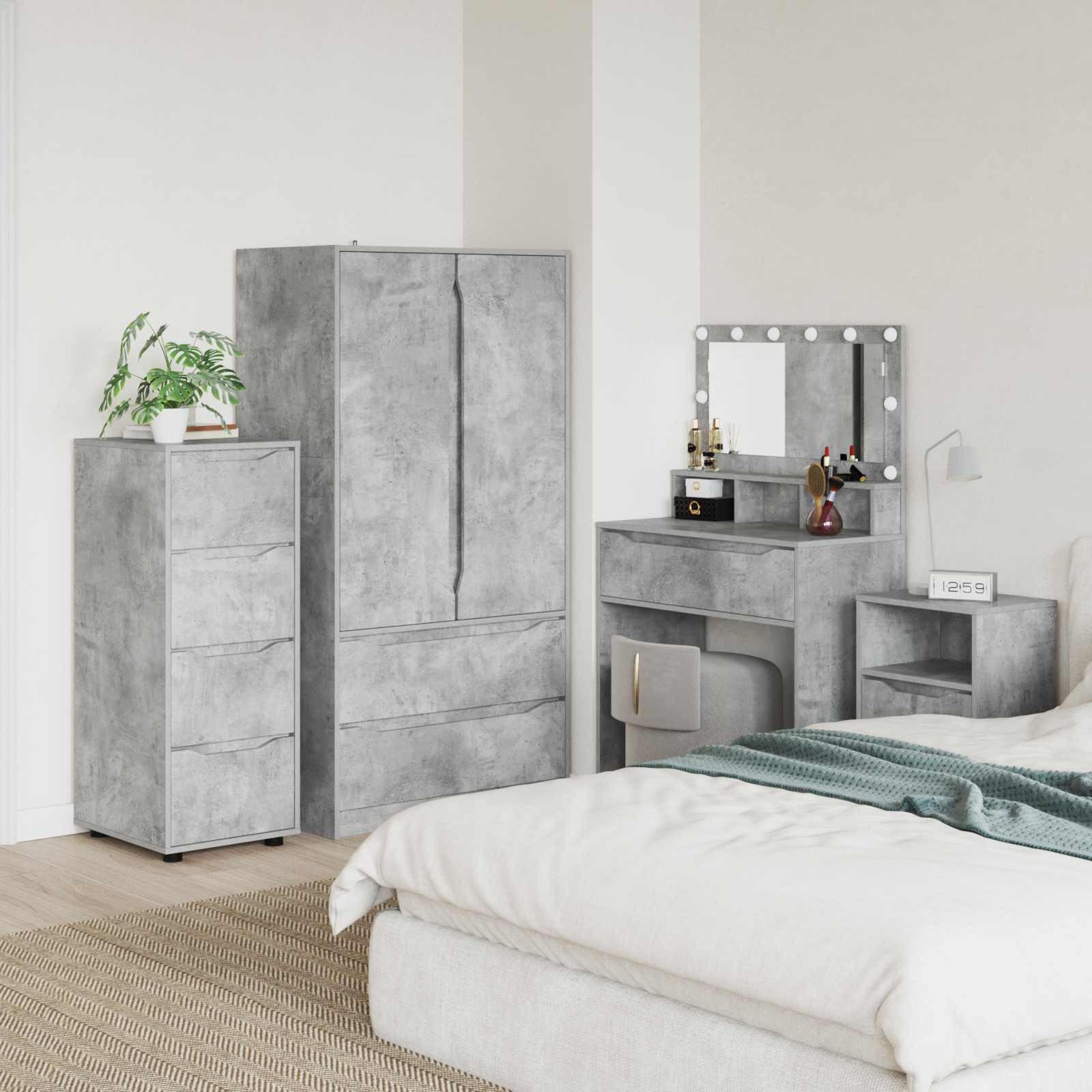 vidaXL Aufbewahrungsschrank Beton Grau 40 x 48 x 105 cm Holzwerkstoff