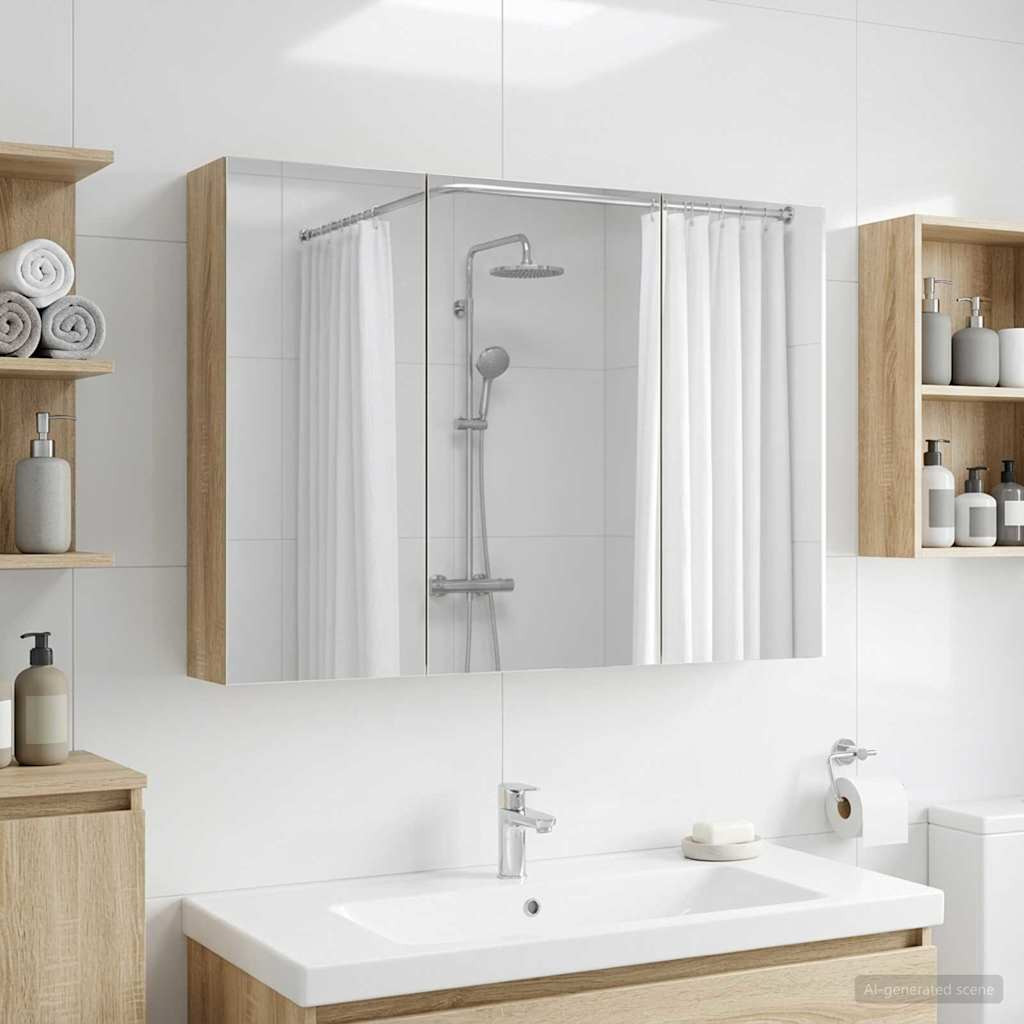 vidaXL Badezimmerspiegelschrank Sonoma-Eiche 100 x 14,5 x 70 cm