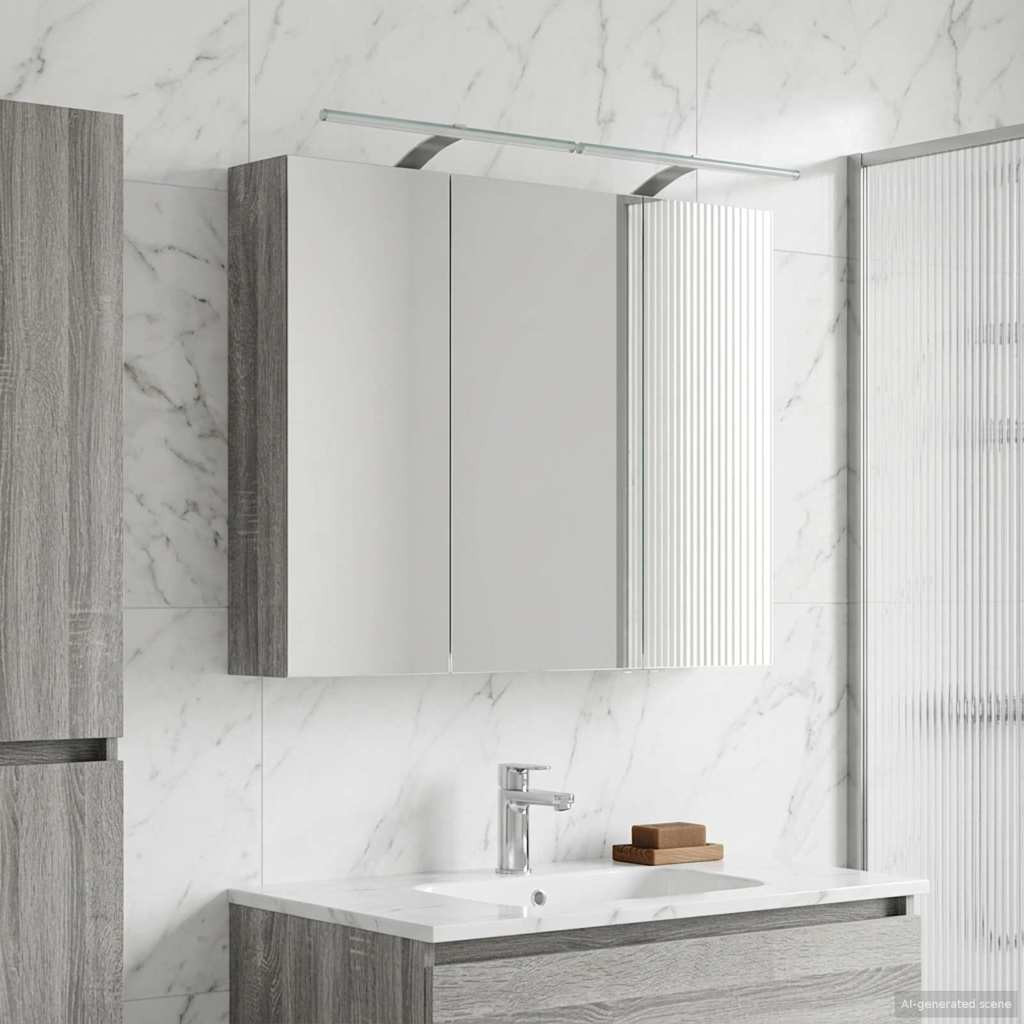 vidaXL Badezimmerspiegelschrank Graues Sonoma 100 x 14,5 x 70 cm