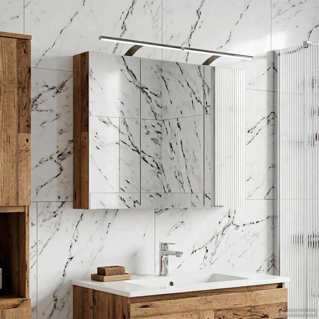 vidaXL Badezimmerspiegelschrank mit Regal Altholz 100 x 14,5 x 70 cm