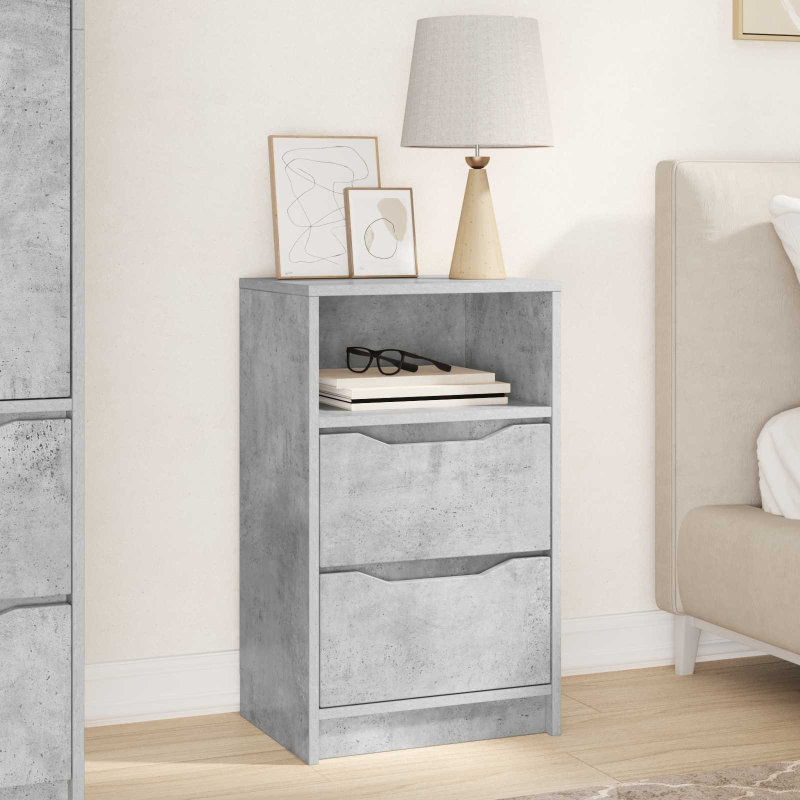 vidaXL Nachttisch Beton Grau 40 x 30 x 467 cm Holzwerkstoff