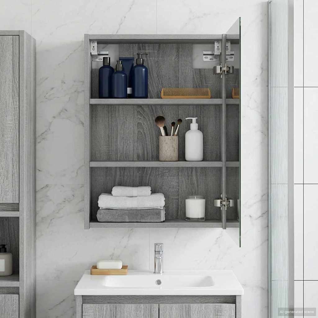vidaXL Badezimmerspiegelschrank Graues Sonoma 43 x 16 x 62.5 cm