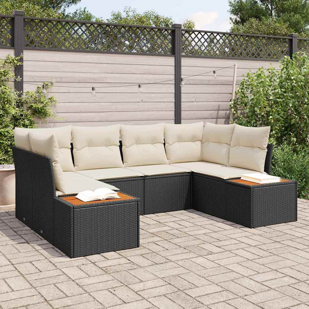 vidaXL Gartensofa-set mit Kissen 6 pcs Schwarz Poly-Rattan