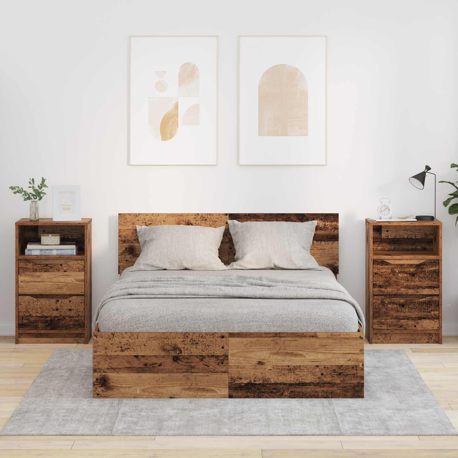 vidaXL Nachttische 2 pcs Altholz 40 x 30 x 467 cm Holzwerkstoff