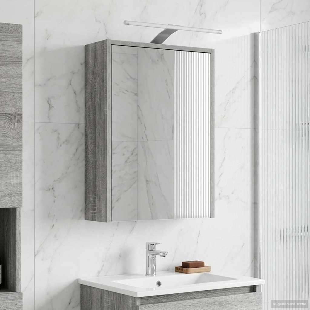 vidaXL Badezimmerspiegelschrank Graues Sonoma 43 x 16 x 62.5 cm