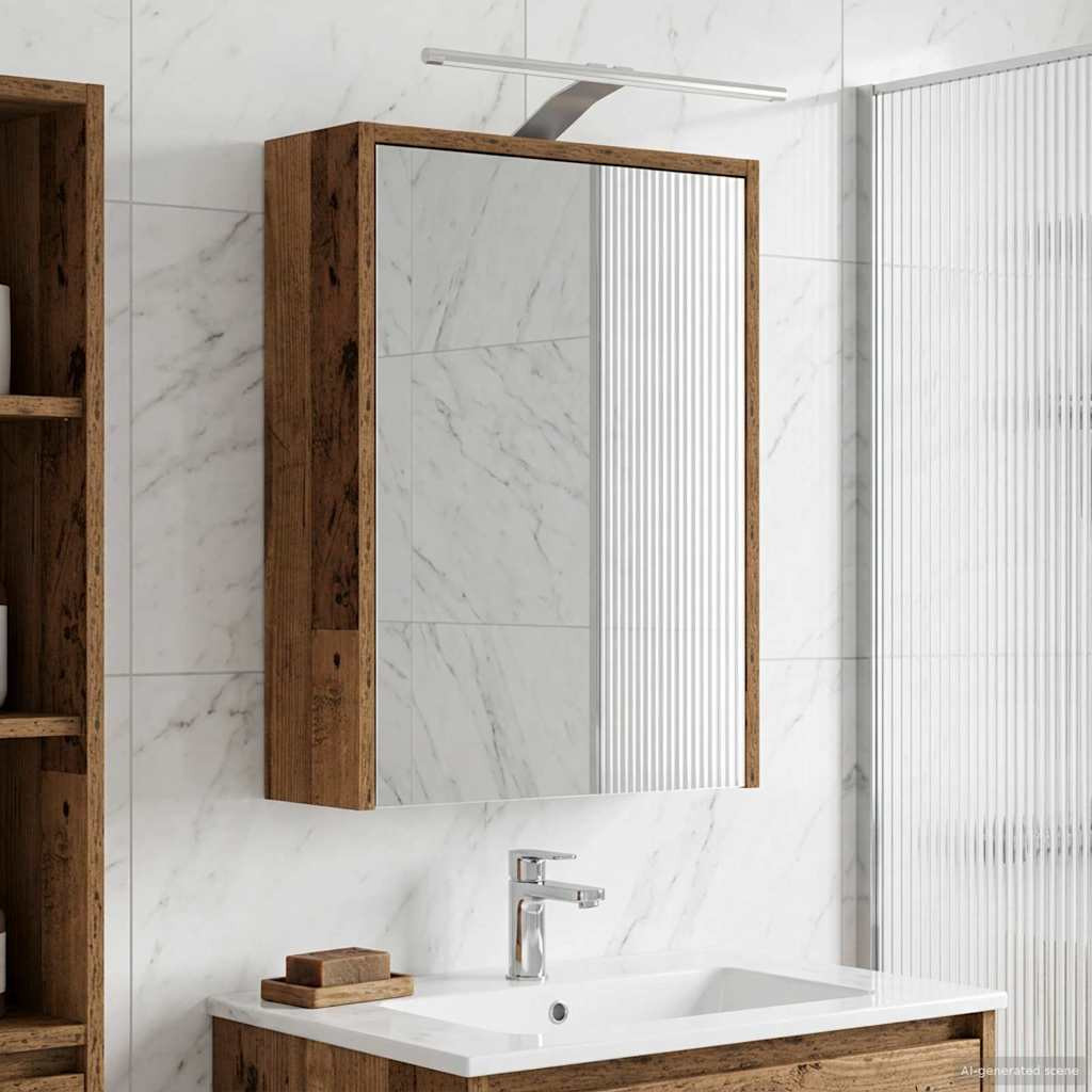 vidaXL Badezimmerspiegelschrank mit Regal Altholz 43 x 16 x 62.5 cm