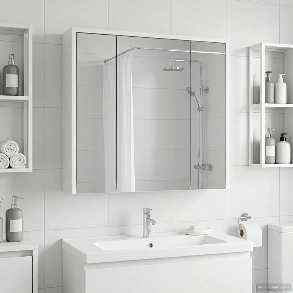 vidaXL Badezimmerspiegelschrank Weiß 63,5 x 16 x 62,5 cm Holzwerkstoff