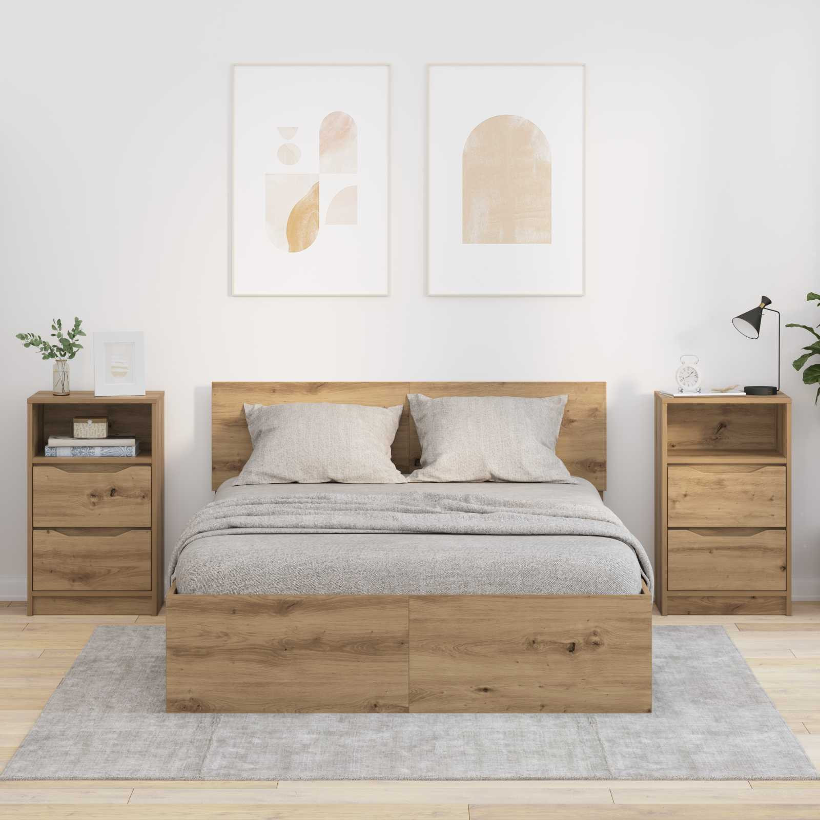 vidaXL Nachttische 2 Stk. Artisan-Eiche 40 x 30 x 467 cm Holzwerkstoff