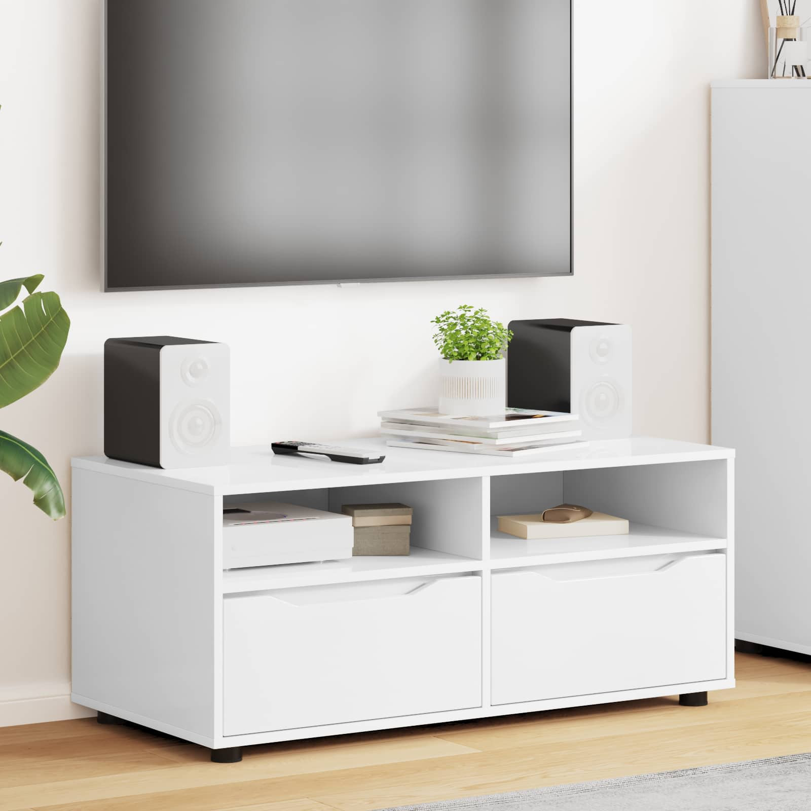 vidaXL TV-Schränk mit Schubladen Weiß 100 x 48 x 43 cm Holzwerkstoff