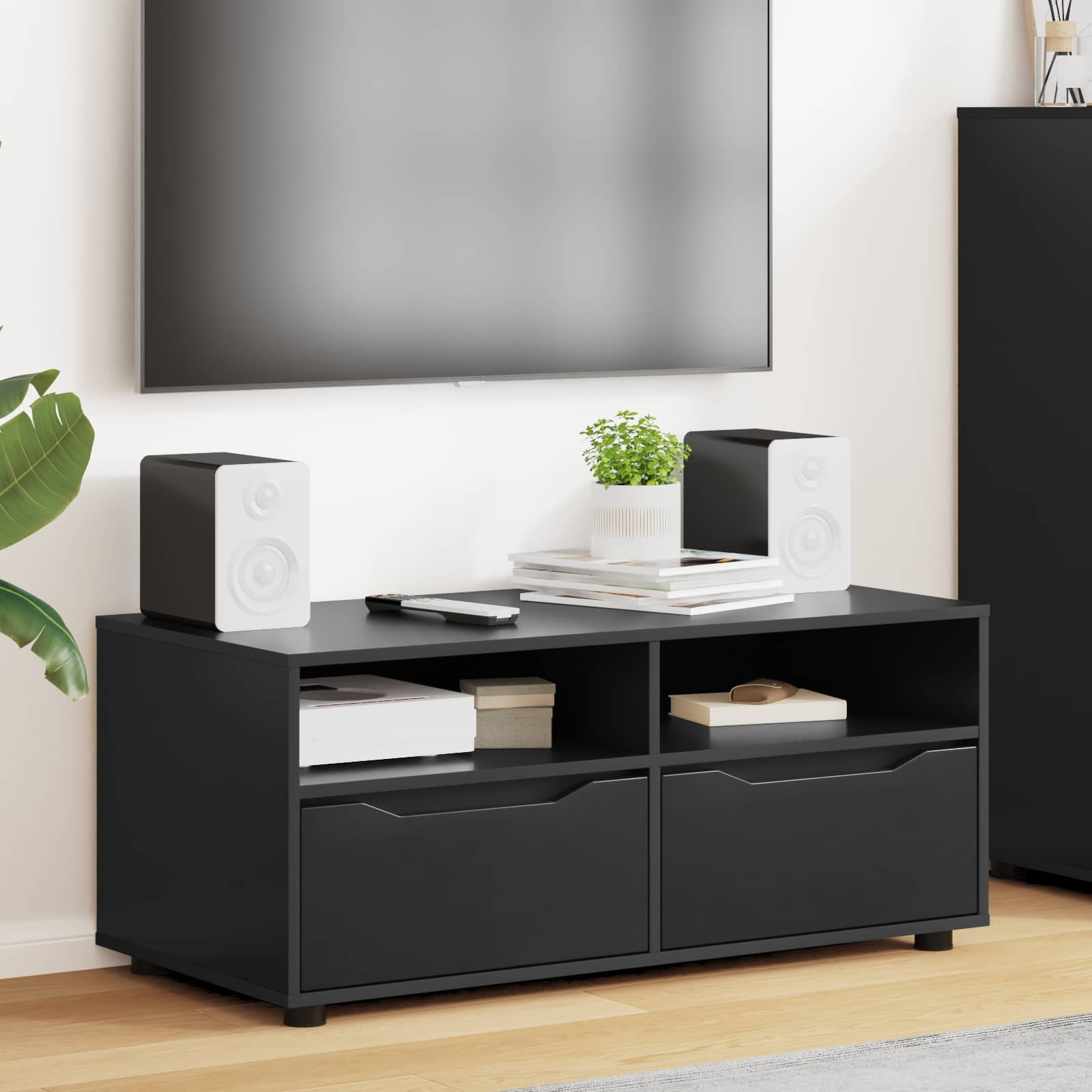 vidaXL TV-Schränk Schwarz 100 x 48 x 43 cm Holzwerkstoff