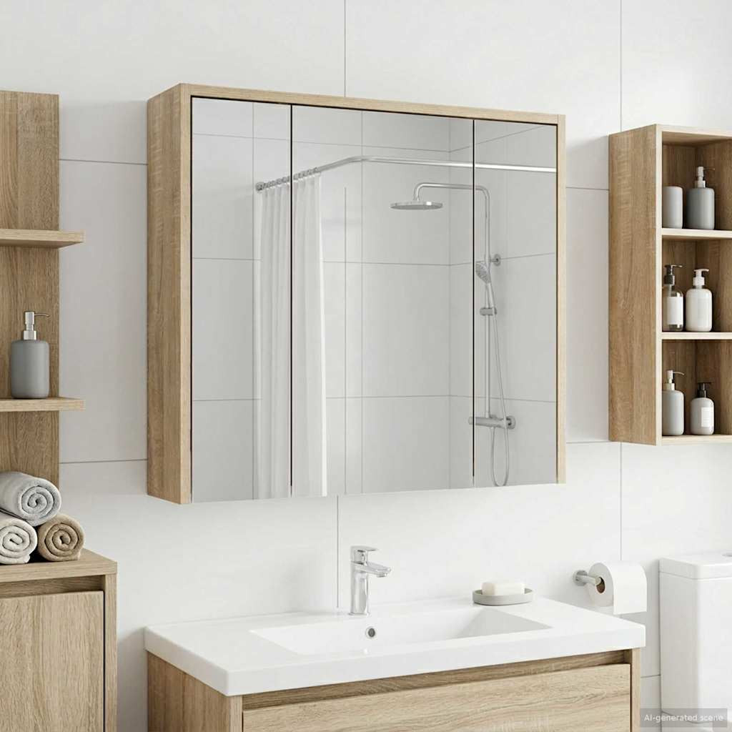 vidaXL Badezimmerspiegelschrank Sonoma-Eiche 63,5 x 16 x 62,5 cm