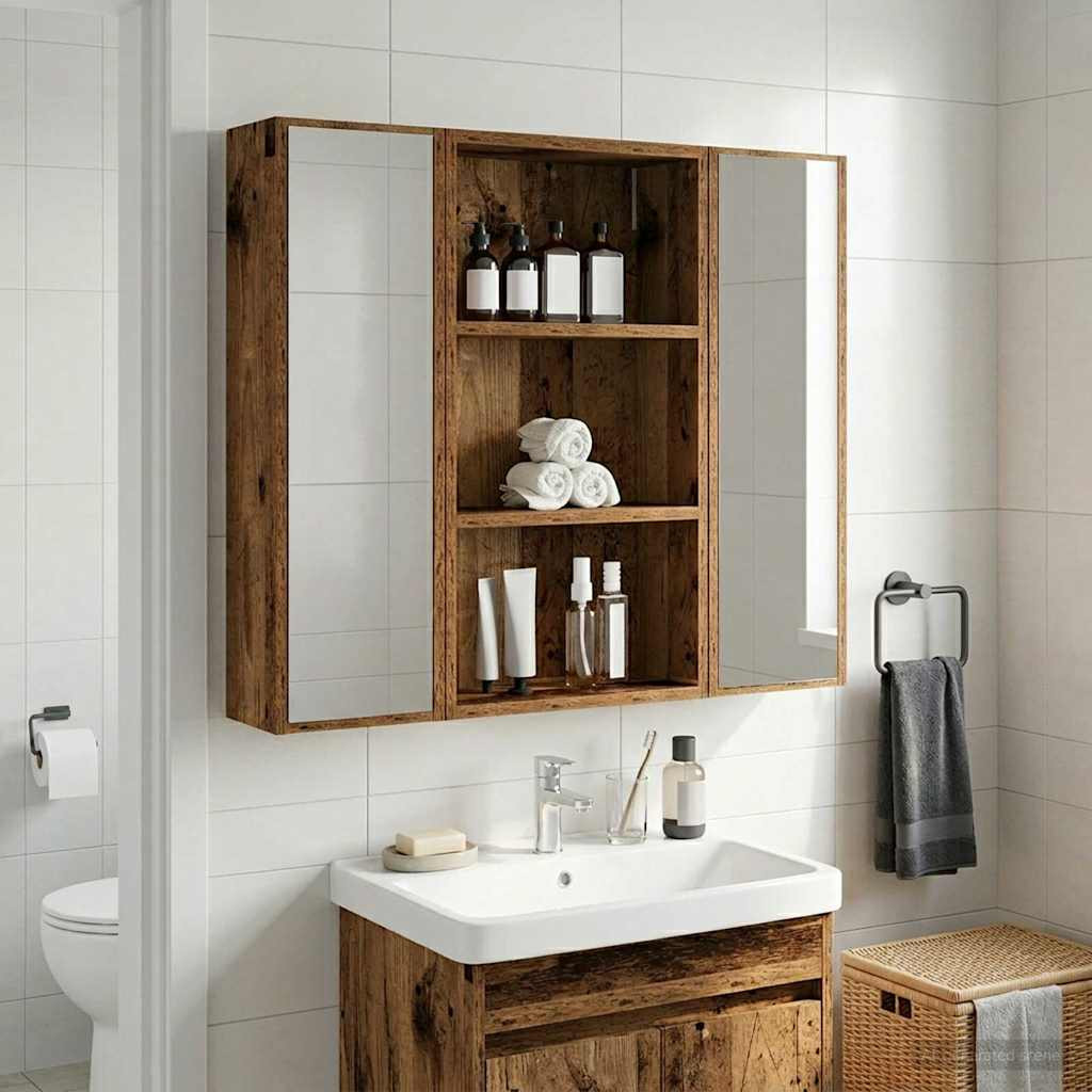 vidaXL Badezimmer-Wandschrank Altholz 40 x 14 x 70 cm Holzwerkstoff