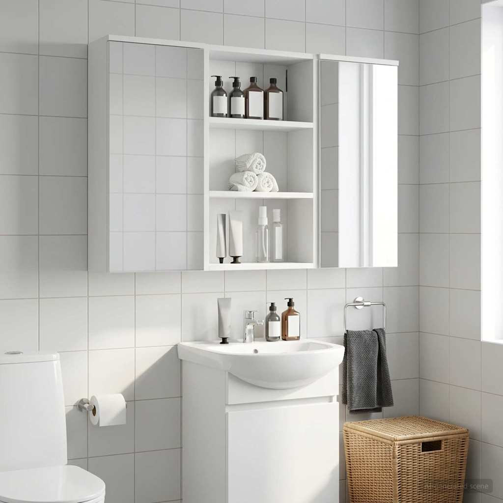 vidaXL Badezimmer-Wandschrank Weiß 40 x 16 x 62,5 cm Holzwerkstoff