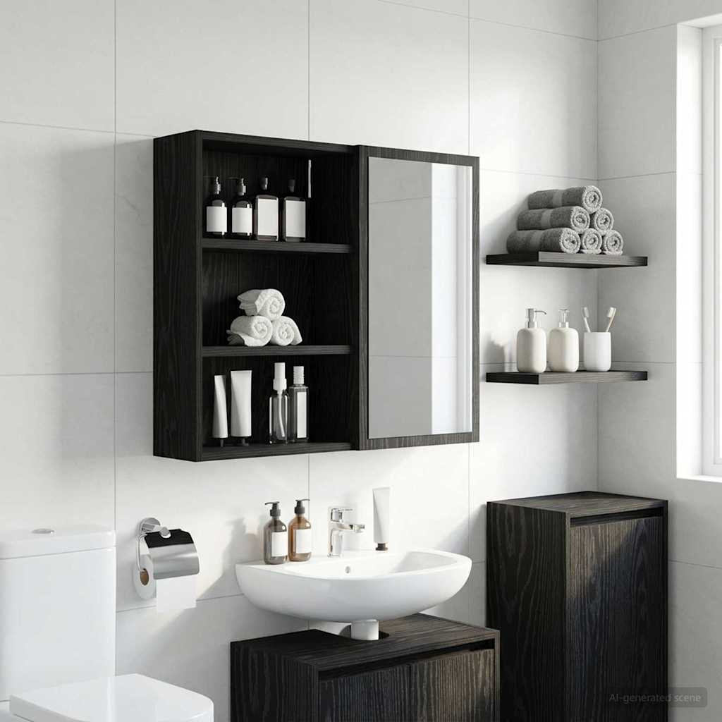 vidaXL Badezimmer-Wandschrank Schwarze Eiche 40 x 16 x 62,5 cm