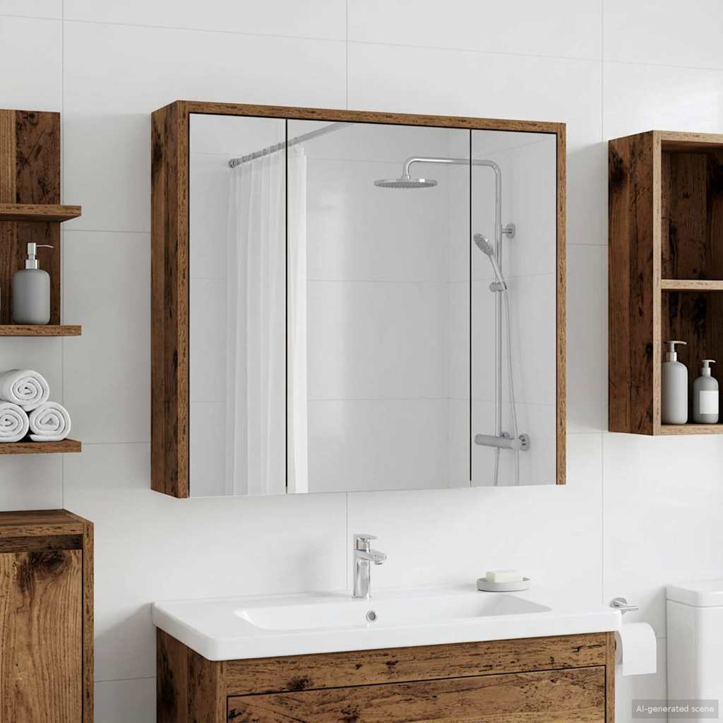 vidaXL Badezimmerspiegelschrank Altholz 63,5 x 16 x 62,5 cm