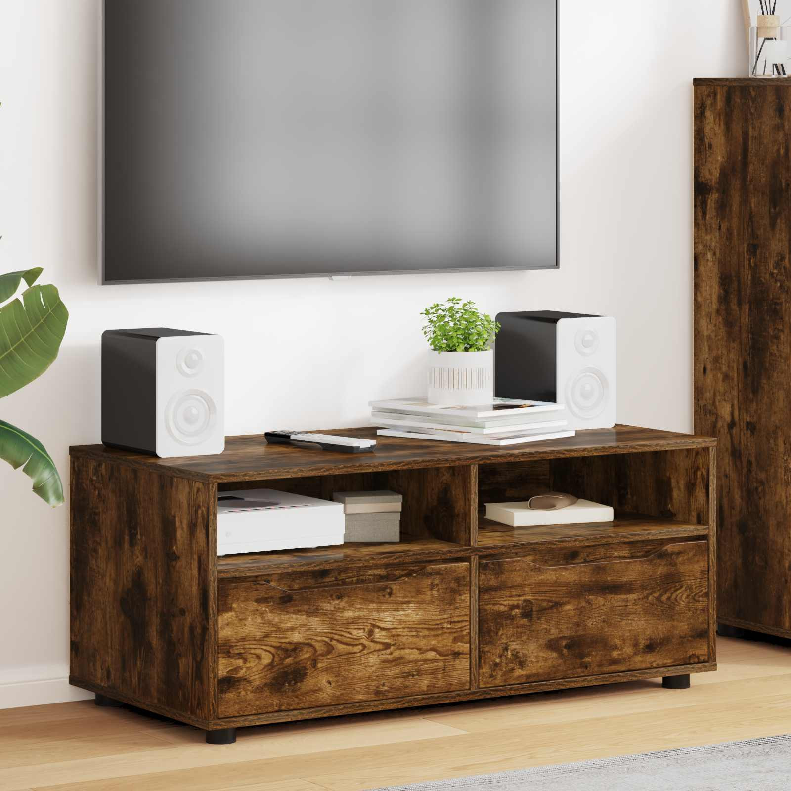 vidaXL TV-Schränk Geräucherte Eiche 100 x 48 x 43 cm Holzwerkstoff