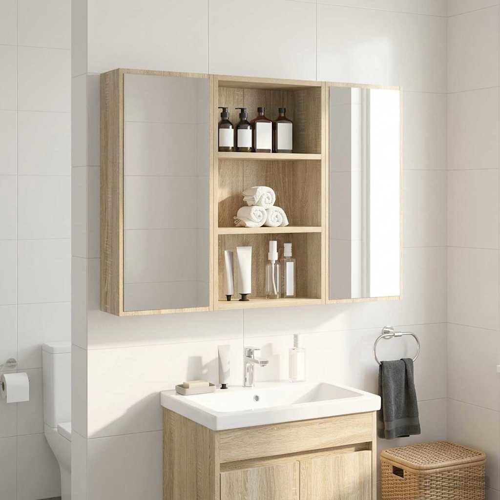 vidaXL Badezimmer-Wandschrank mit Regal Sonoma-Eiche 40 x 16 x 62,5 cm