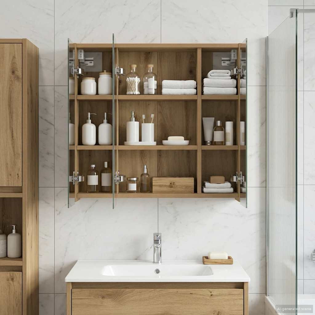 vidaXL Badezimmerspiegelschrank Kunsthandwerk Eiche