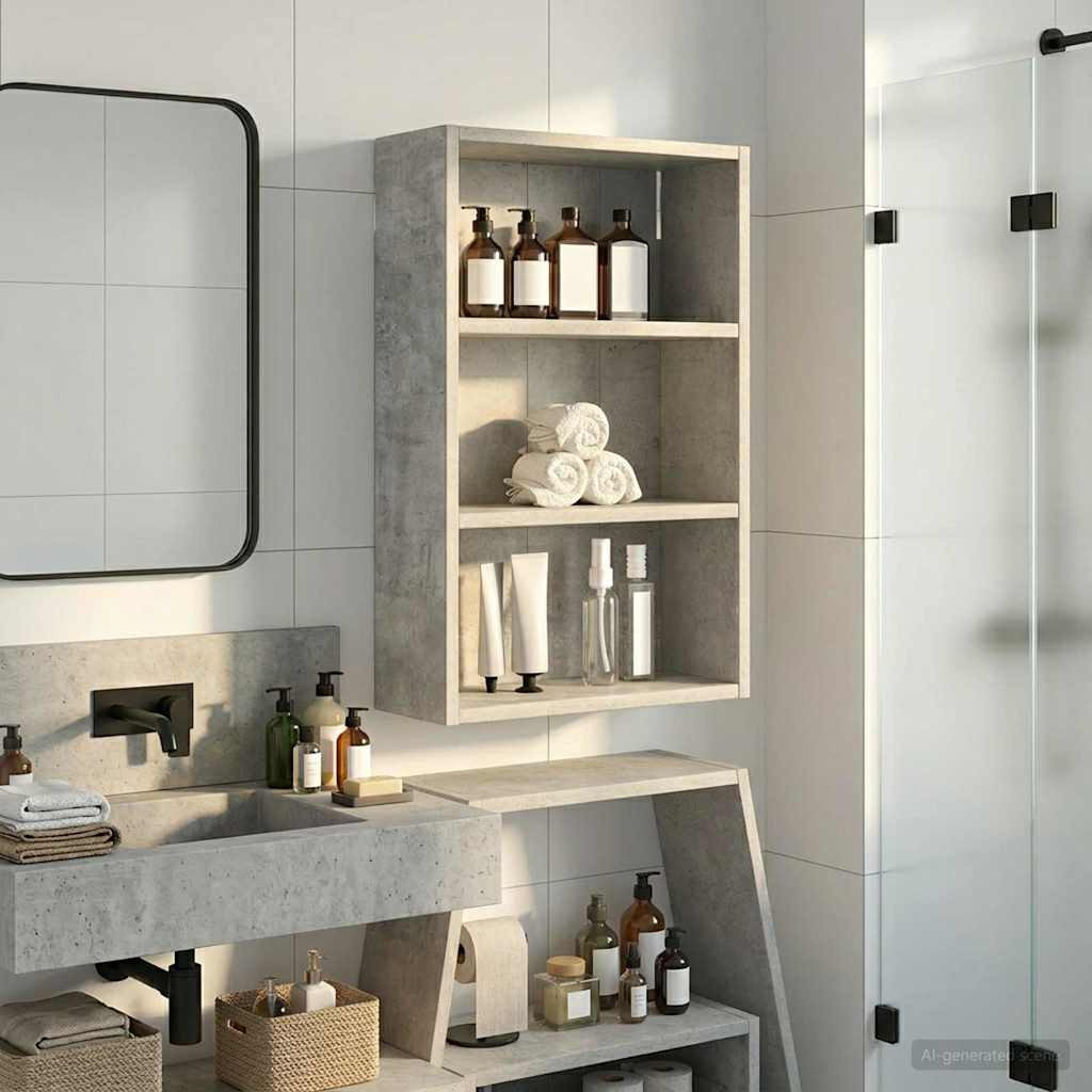 vidaXL Badezimmer-Wandschrank mit Regal Betongrau 40 x 16 x 62,5 cm