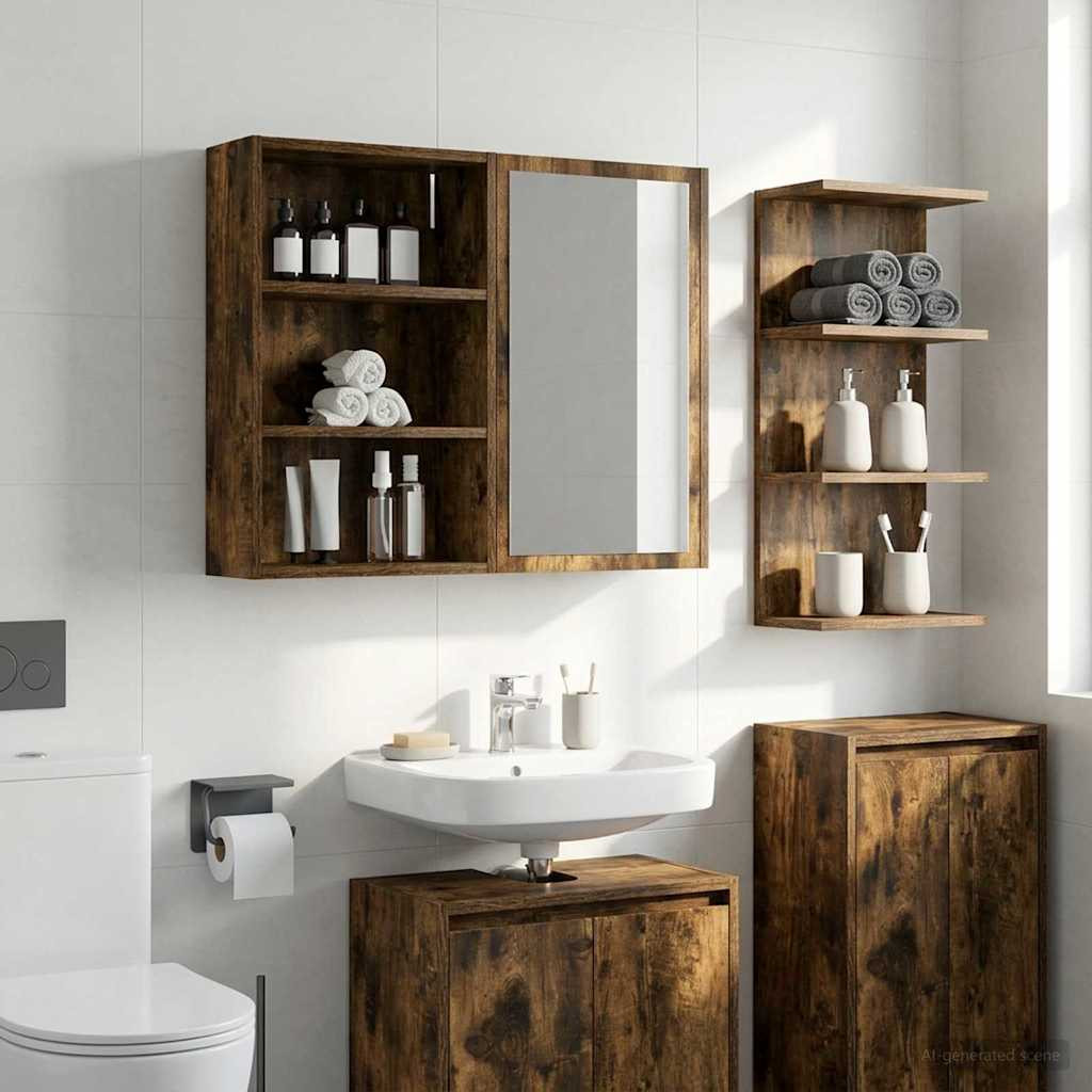 vidaXL Badezimmer-Wandschrank Geräucherte Eiche 40 x 16 x 62,5 cm