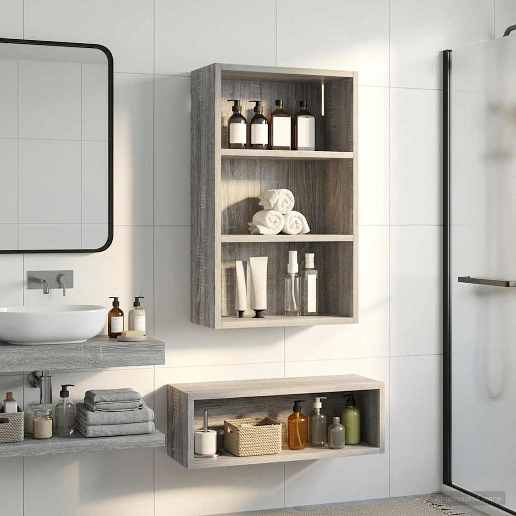 vidaXL Badezimmer-Wandschrank Graues Sonoma 40 x 16 x 62,5 cm
