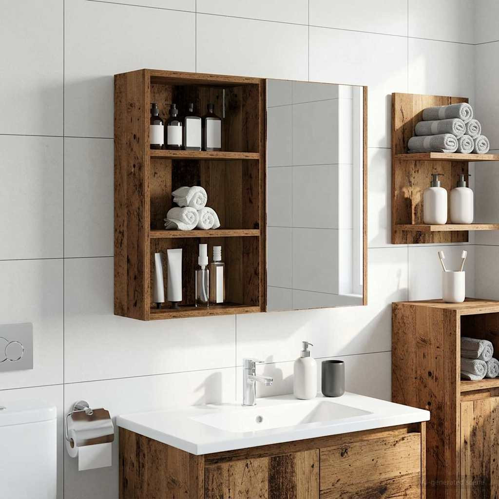 vidaXL Badezimmer-Wandschrank Altholz 40 x 16 x 62,5 cm Holzwerkstoff