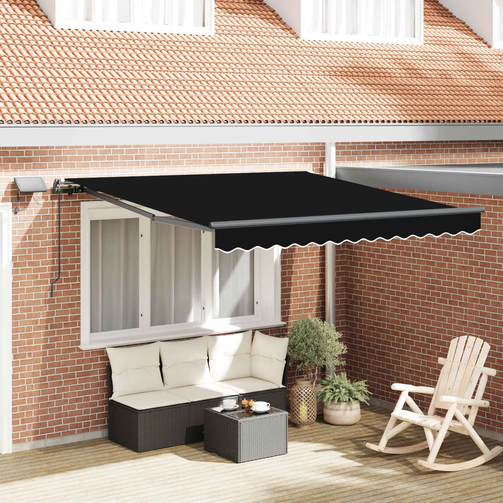 vidaXL Ausziehbare Markise Schwarz 300 x 250 cm Stoff und Aluminium
