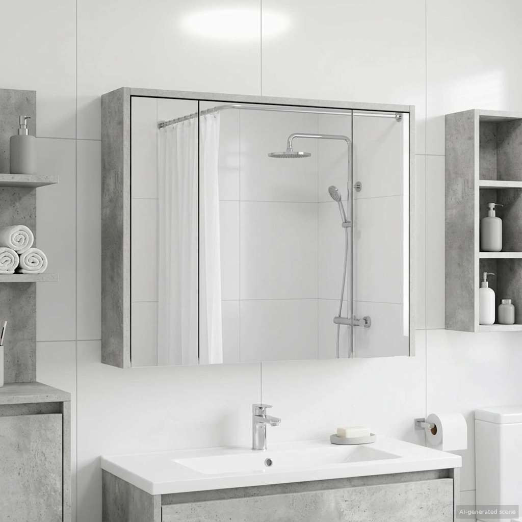 vidaXL Badezimmerspiegelschrank Beton Grau 73,5 x 16 x 62,5 cm