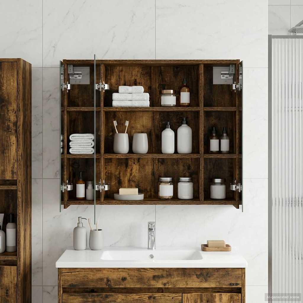 vidaXL Badezimmerspiegelschrank Geräucherte Eiche 73,5 x 16 x 62,5 cm