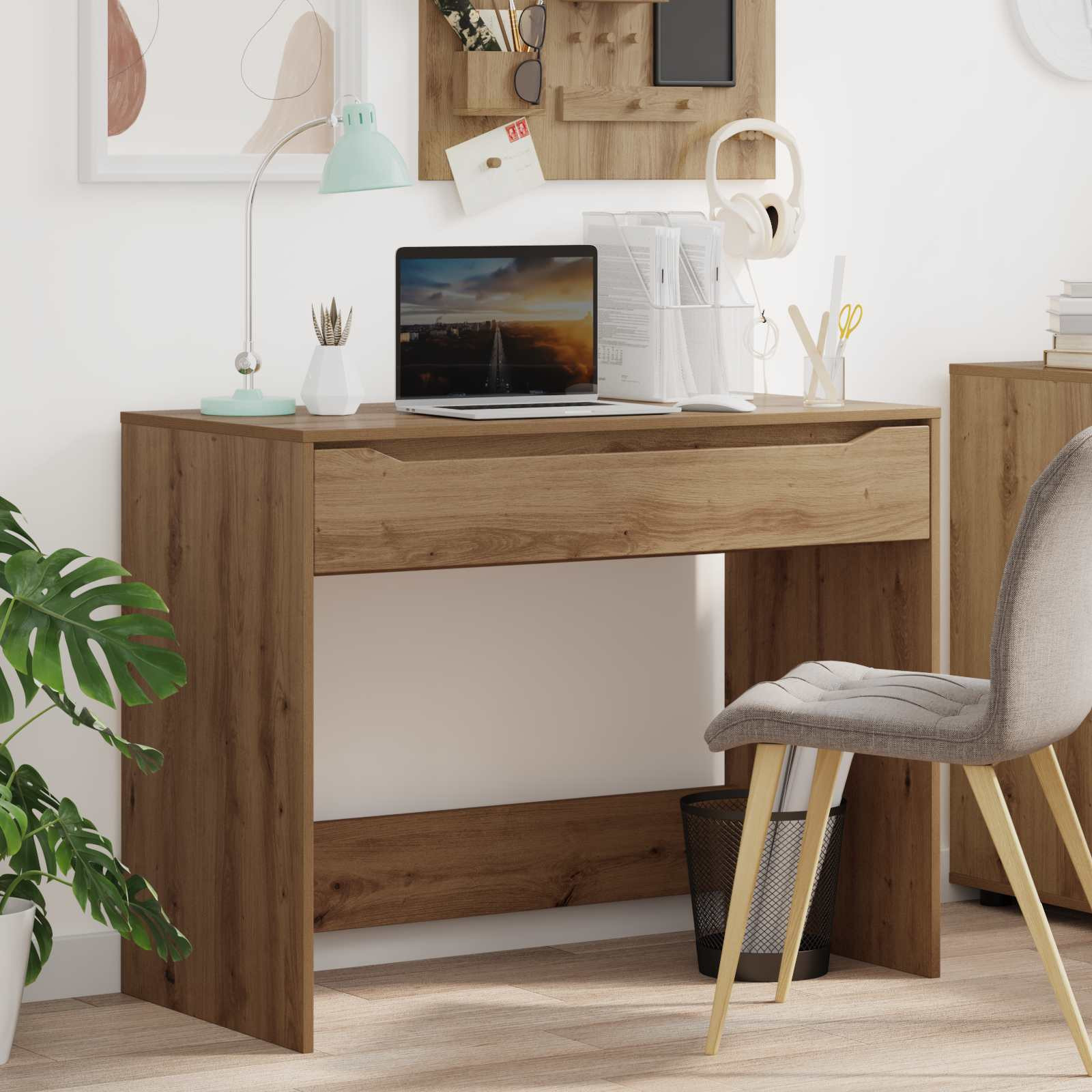 vidaXL Schreibtisch mit Schublade Artisan-Eiche Holzwerkstoff